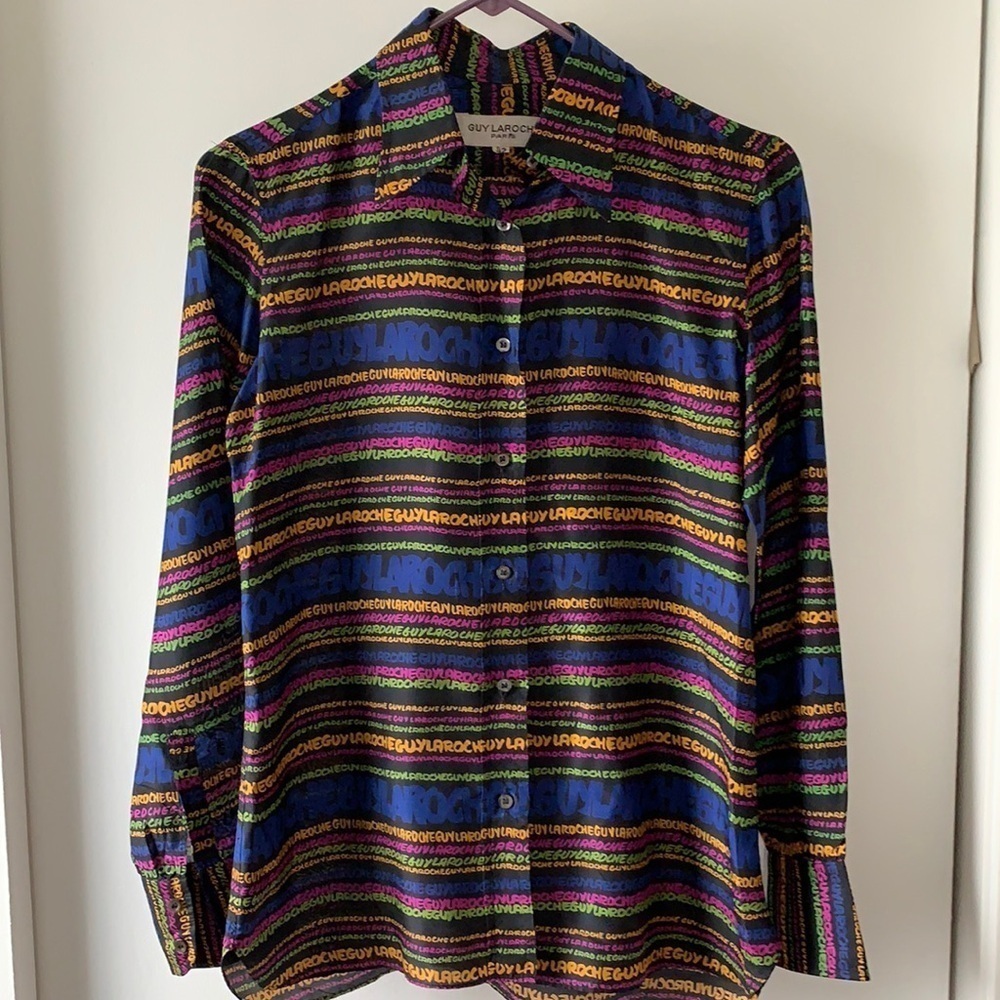 Guy Laroche Vintage Silk Button Down Shirt Blouse 42